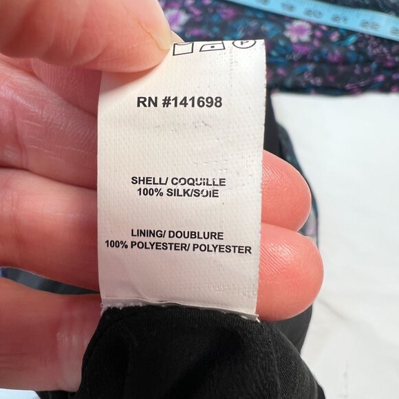 Ramy Brook Silk Ruffle Mini Dress Black Purple Paisley Floral Cocktail Boho Med - Picture 12 of 12